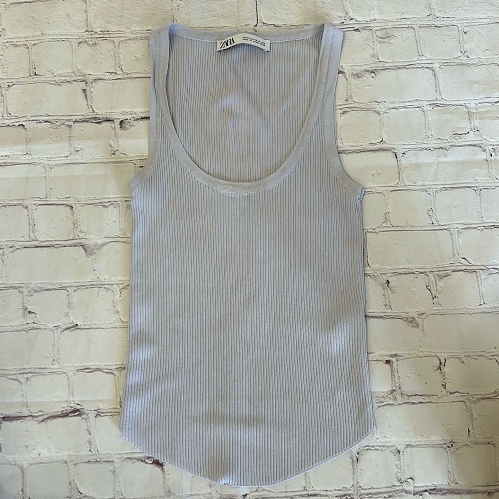 Zara Lavender Ribbed Tank Viscose Blend